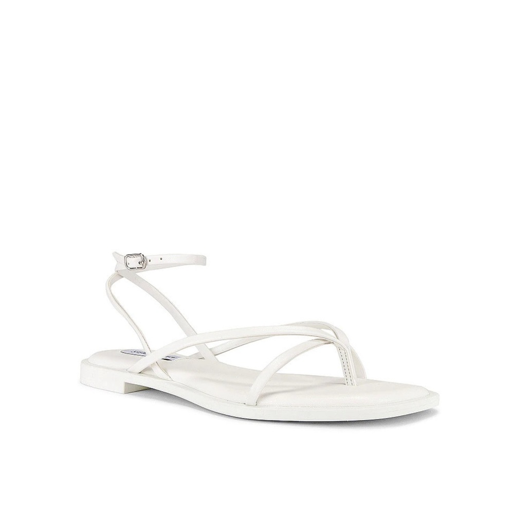 Steve Madden White Strappy Ankle Strap Flat Sandals